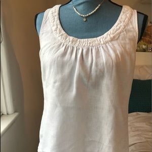 Boden white linen constructed sleeveless top